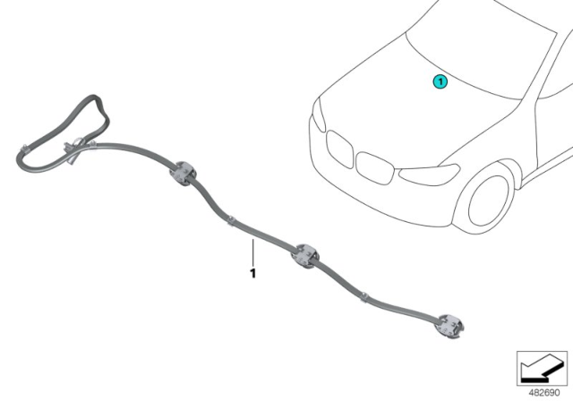 2020 BMW X3 Nozzle Chain, Windscreen Washer System Diagram for 61667399024