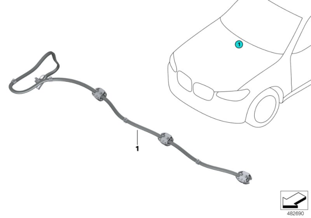 2019 BMW X5 Nozzle Array Window Washing Diagram for 61667434864