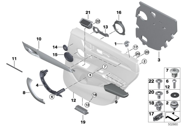 2019 BMW X1 Mounting Parts, Door Trim Panel Diagram 2
