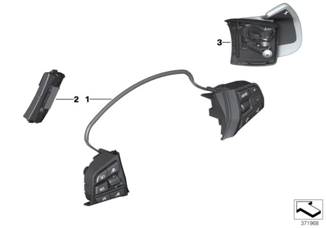 2014 BMW 750Li xDrive Steering Wheel Electronic Control Diagram