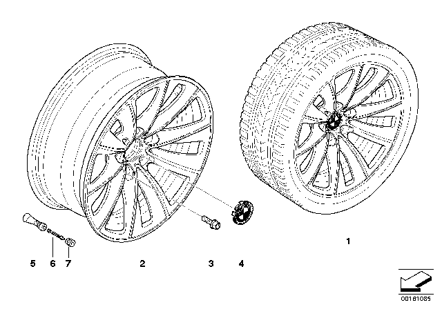 2007 BMW 550i Alloy Rim, Forged Diagram for 36116777350