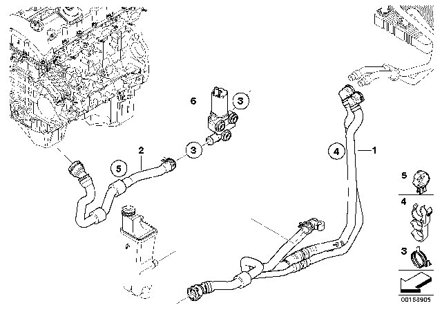 2007 BMW X3 Radiator And Engine Return Hose Diagram for 17123448462