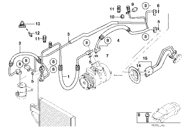2000 BMW Z8 Pressure Hose, Compressor-Condenser Diagram for 64538377251