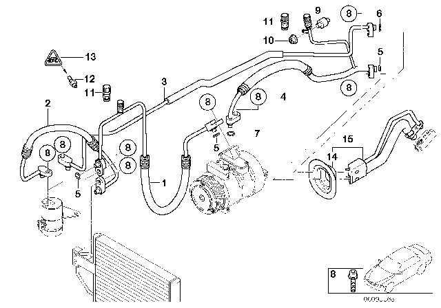 2000 BMW Z8 Condenser-Dryer Pressure Hose Assy Diagram for 64538377252