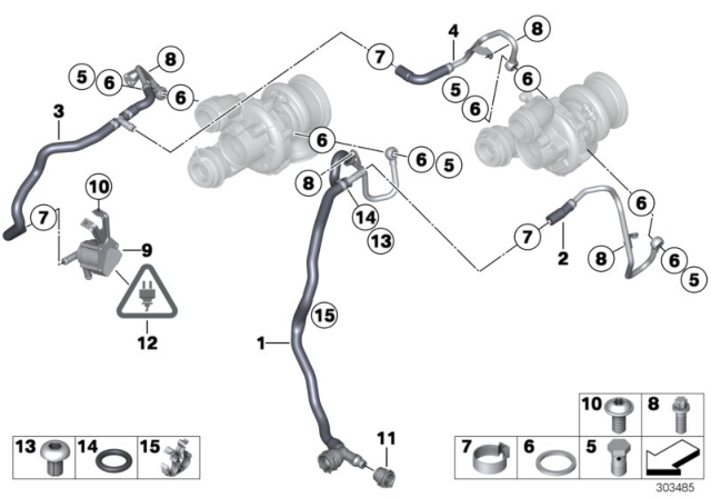 2018 BMW 650i Cooling System, Turbocharger Diagram