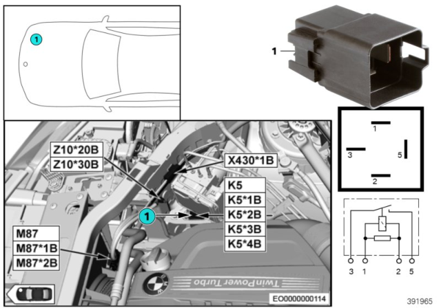 2014 BMW X3 Relay, Electric Fan Motor Diagram