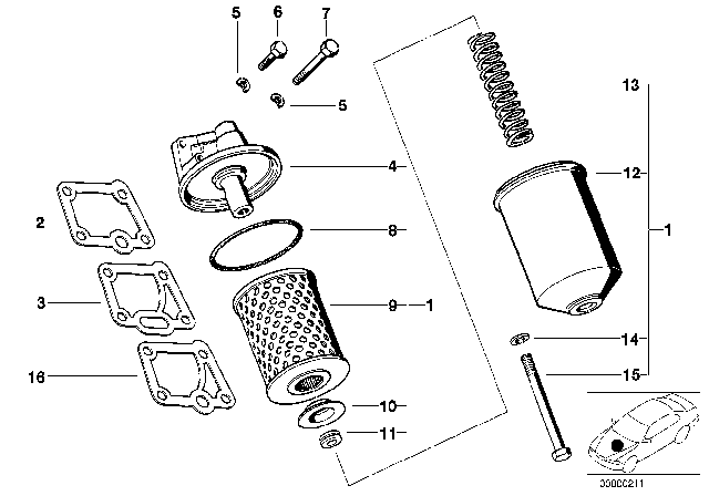 1978 BMW 530i Lubrication System - Oil Filter Diagram 1