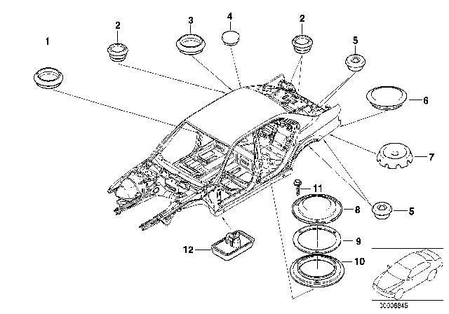 2000 BMW 528i Sealing Cap/Plug Diagram 3