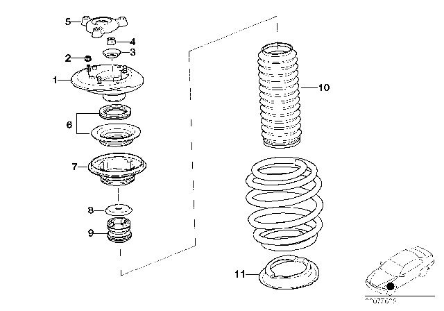 2001 BMW M3 Guide Support / Spring Pad / Attaching Parts Diagram