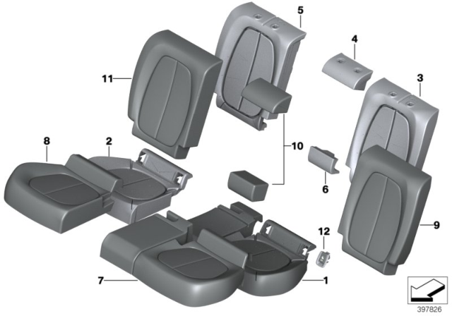 2018 BMW X1 Seat, Rear, Cushion & Cover Diagram 1