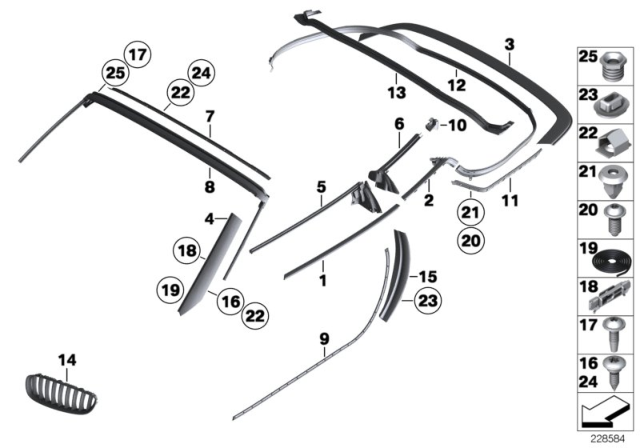 2011 BMW Z4 Exterior Trim / Grille Diagram