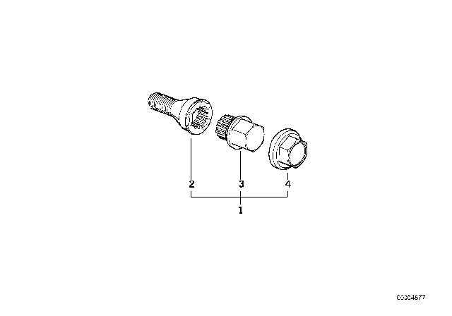 1996 BMW 328i Wheel Bolt Lock With Adaptor Diagram