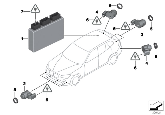 2013 BMW X1 Park Distance Control (PDC) Diagram 2