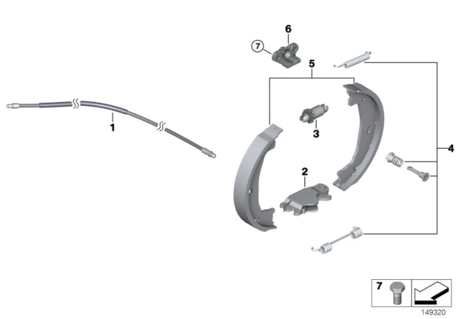 2007 BMW Z4 M Parking Brake / Brake Shoes Diagram