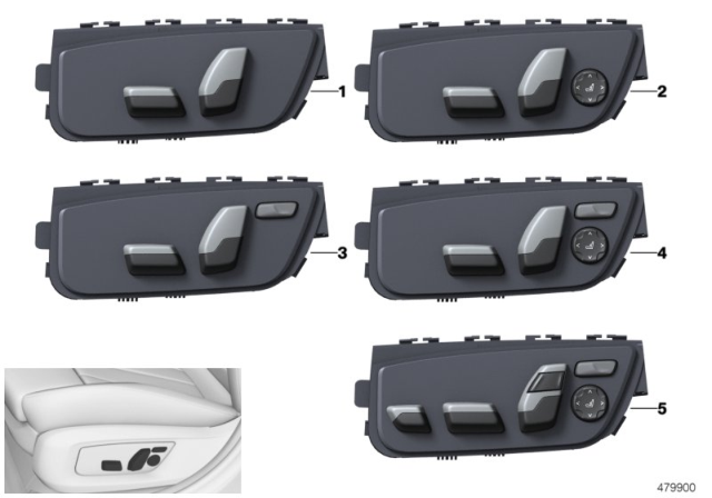 2020 BMW M5 Seat Adjustment Switch Diagram 1