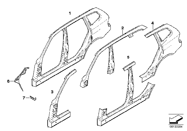 2007 BMW X3 Column B With Right Rocker Panel Diagram for 41003449762