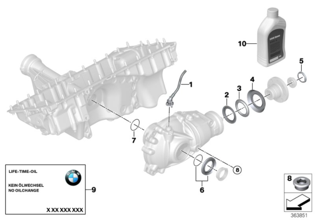 2018 BMW X6 Front Axle Differential, Separate Component Diagram