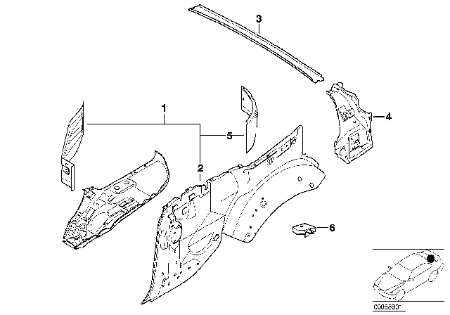 2002 BMW M3 Rear Window Frame Left Diagram for 41327020757