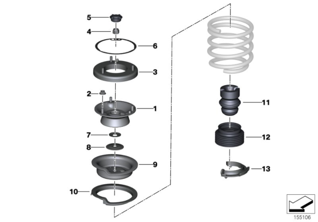 2009 BMW 328i xDrive Guide Support / Spring Pad / Attaching Parts Diagram