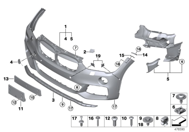 2016 BMW X1 M Trim Panel, Front Diagram