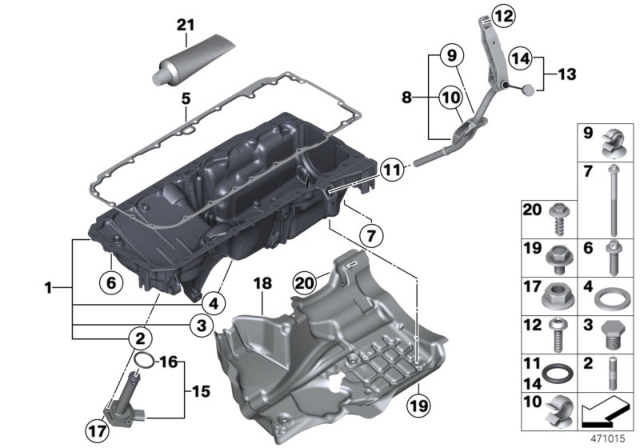 2016 BMW 535d xDrive Oil Pan / Oil Level Indicator Diagram