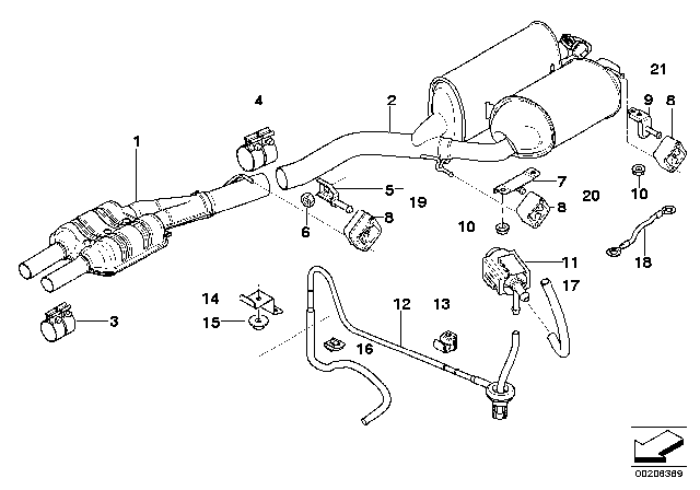 2003 BMW 760Li Exhaust System Diagram