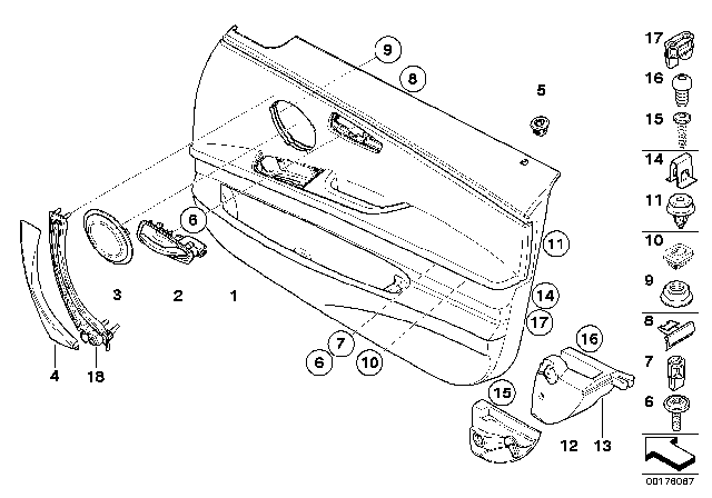 2009 BMW 328i Door Trim Panel Diagram