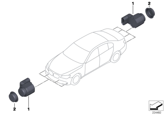 2014 BMW 535i xDrive Ultrasonic-Sensor Diagram