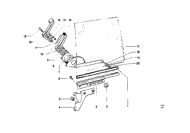 1969 BMW 2000 Glazing Diagram 3