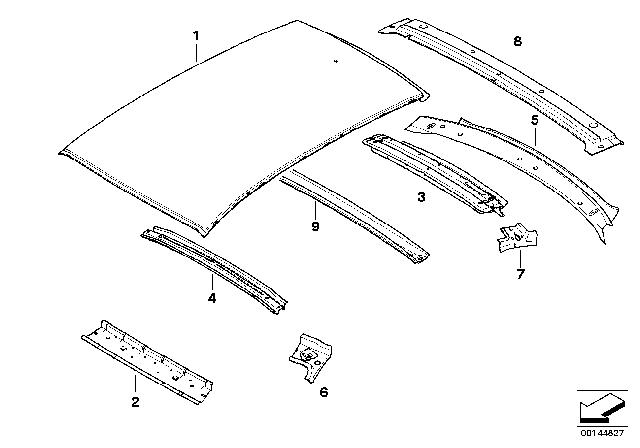 2011 BMW 1 Series M Roof Bow Diagram for 41222996569