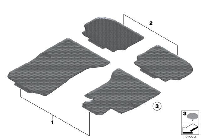 2017 BMW 650i xDrive All-Weather Floor Mats Diagram