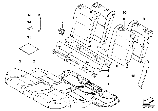 2009 BMW 535i xDrive Cover Backrest, Leather, Right Diagram for 52209116052