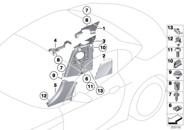 2011 BMW Z4 Lateral Trim Panel Diagram 1