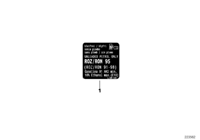 2014 BMW 535i Information Plate, Fuel Diagram