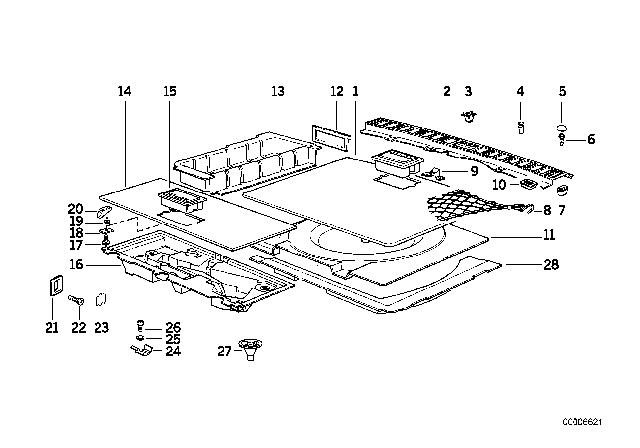 1993 BMW 525iT Trunk Trim Panel Diagram 1