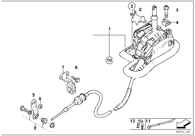 2007 BMW 550i Shift Lever Assembly Diagram for 25167546812