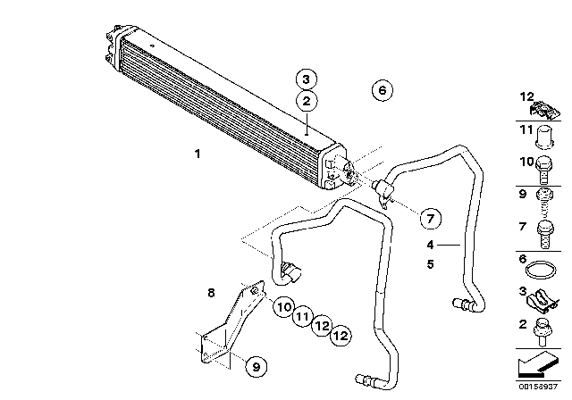 2007 BMW Alpina B7 Transmission Oil Cooler Line, Return Diagram for 17227966266