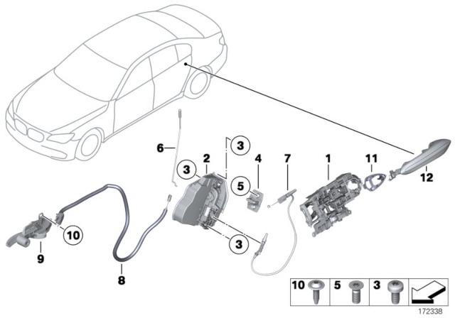 2014 BMW Alpina B7 Operating Rod, Door Rear Right Diagram for 51227199442