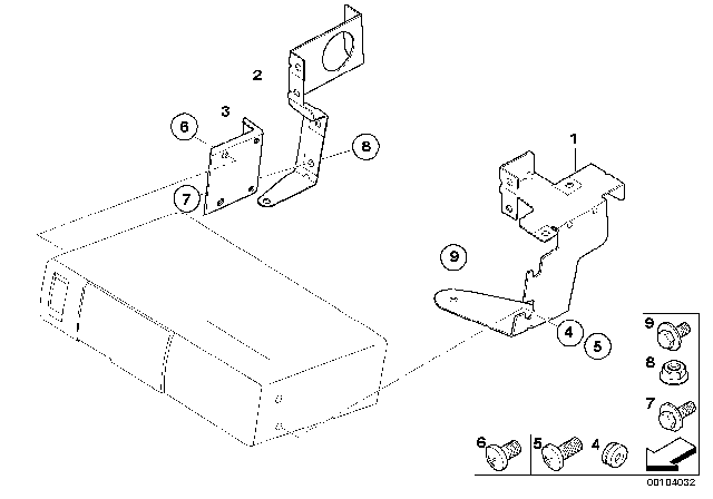 2008 BMW Z4 CD Changer Mounting Parts Diagram