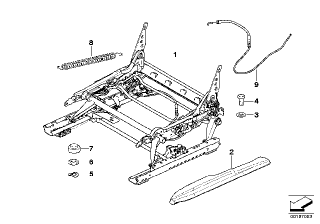 2000 BMW 323Ci Front Seat Rail Diagram 1