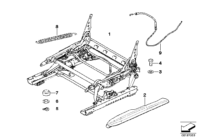 2001 BMW 325Ci Front Seat Rail Diagram 1