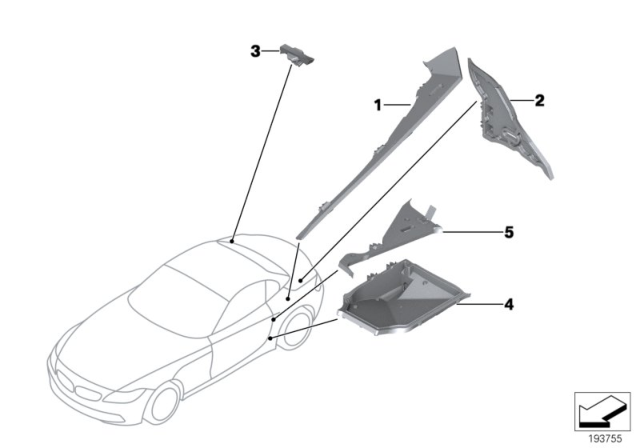2012 BMW Z4 Moulded Part For Entrance Inside,Rear,Left Diagram for 41007192735