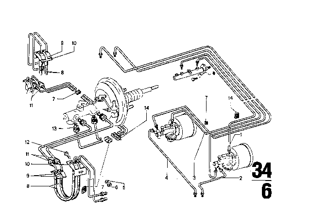 1976 BMW 3.0Si Brake Pipe, Front Diagram 2