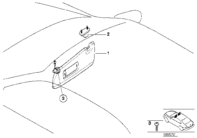 2003 BMW 325i Sun Visors Diagram