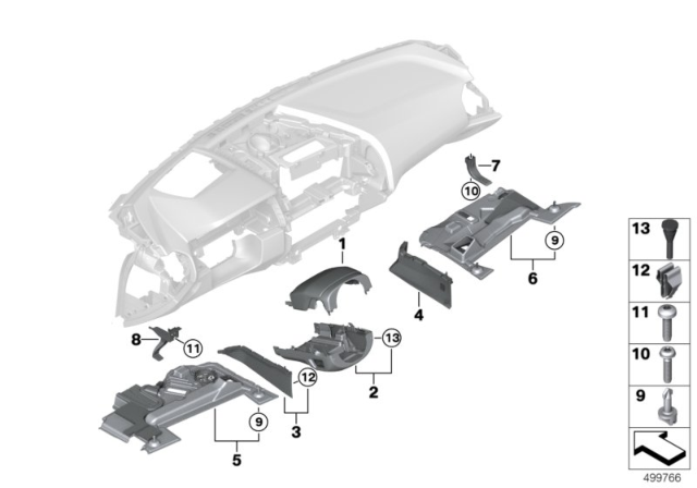 2019 BMW M850i xDrive Mounting Parts, Instrument Panel Diagram 1