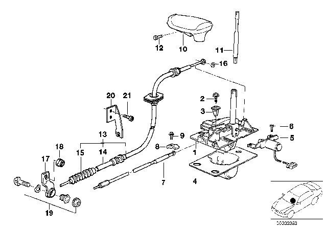 1994 BMW 525i Gear Shift Lug Diagram for 25161219240