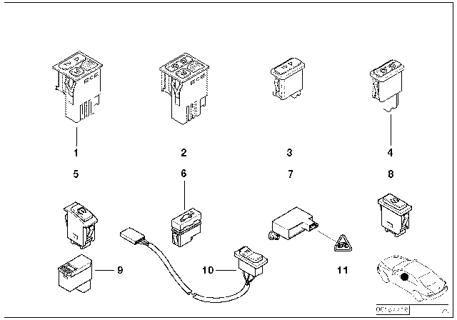 2001 BMW 525i Various Switches Diagram 3