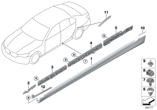 2019 BMW Alpina B7 Retaining Strip, Sill, Front Right Diagram for 51777357132