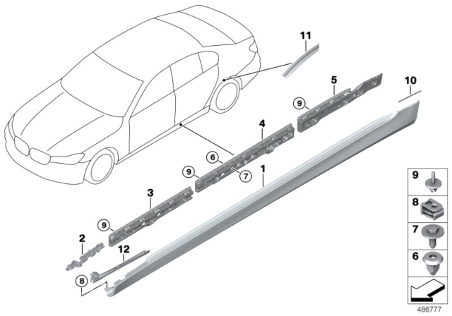 2019 BMW Alpina B7 Retaining Strip, Sill, Rear Right Diagram for 51777357140