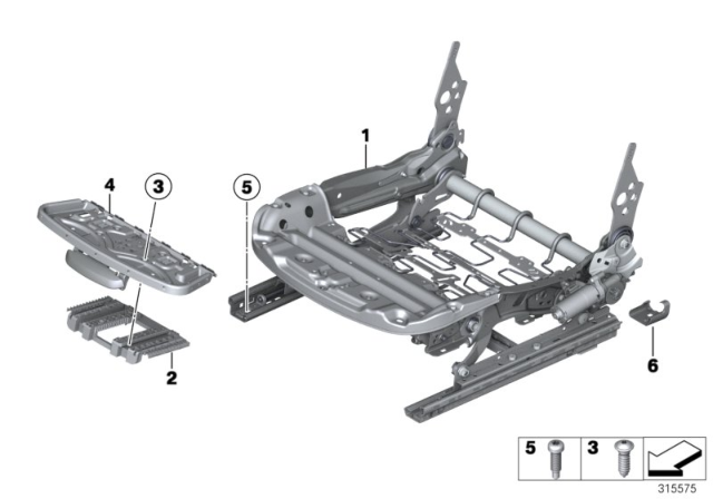 2018 BMW 440i xDrive Seat, Front, Seat Frame Diagram 2